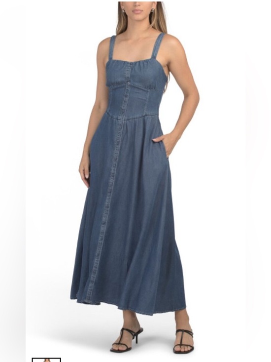 Moon River Dresses & Skirts - MOON RIVER Indigo Denim Maxi Dress with Pockets